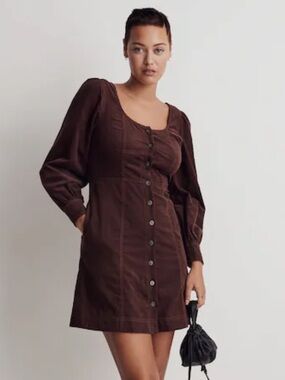 Madewell Corduroy Button-Front Mini Dress